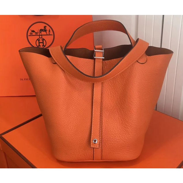 Hermes Calfskin Picotin Lock PM/MM Bag Orange