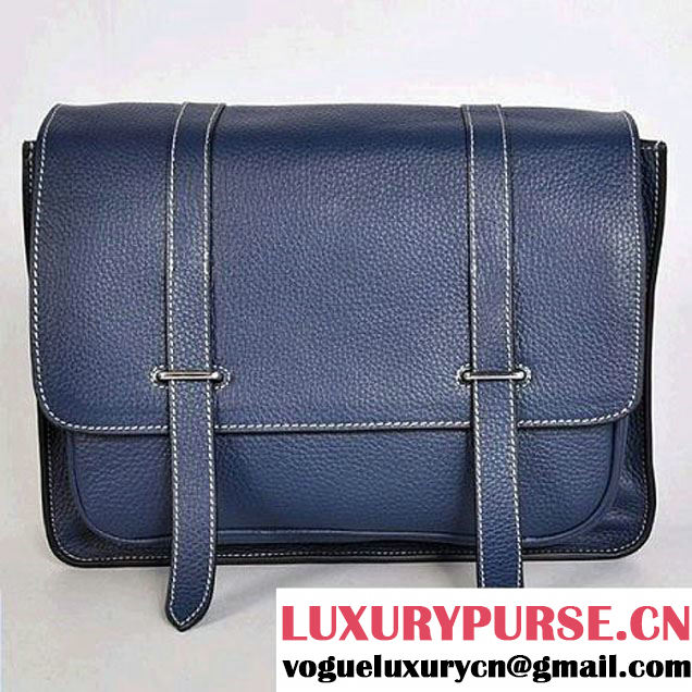 Hermes Steve 32CM Mens Bag Clemence Dark Blue