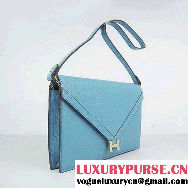 Hermes Light-Blue Shoulder Bags with Gold Hardware H021