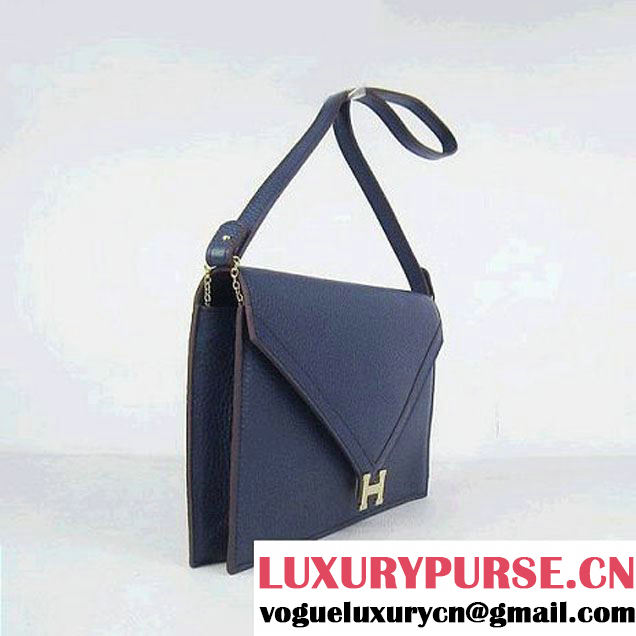 Hermes Deep-Blue Shoulder Bags with Gold Hardware H021