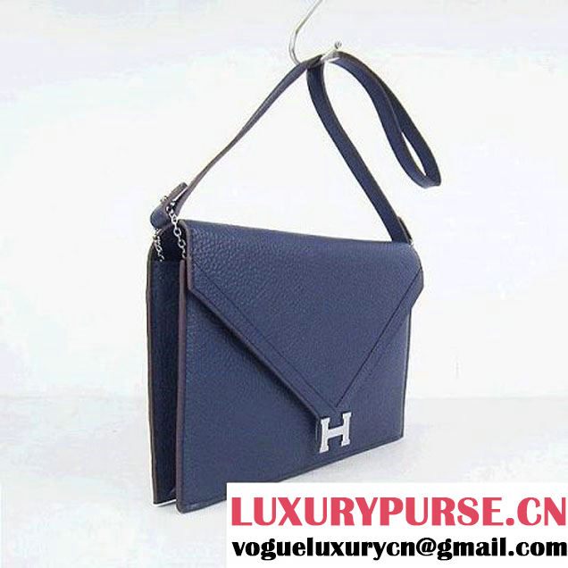 Hermes Deep-Blue Shoulder Bags with Silver Hardware H021