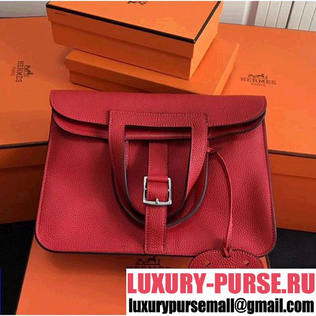 Hermes Halzan Togo Calfskin Leather Bag In Red (FL-7122355 )