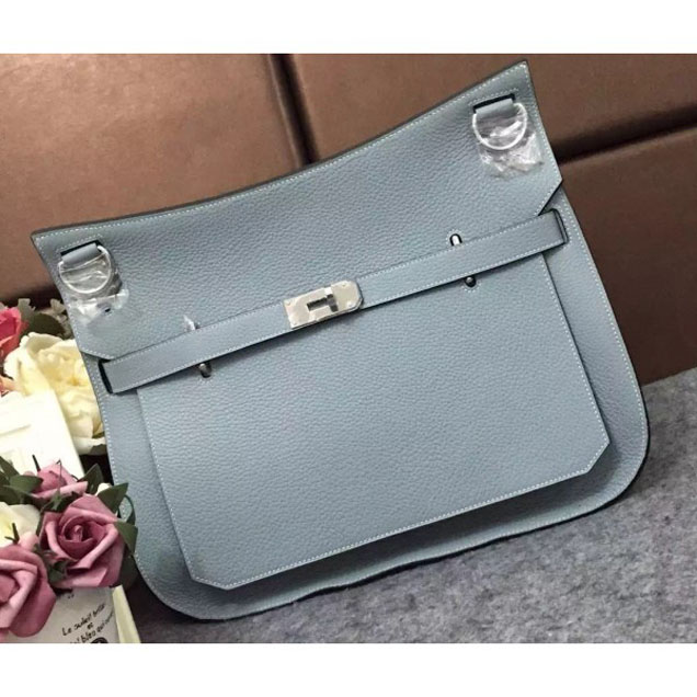 Hermes Original Togo Leather Jypsiere 28cm/34cm Shoulder Bag Baby Blue