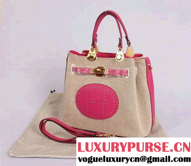 Hermes Mini So Kelly 30CM Bag Rosy Canvas H8029 Gold