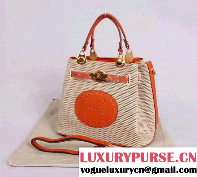 Hermes Mini So Kelly 30CM Bag Orange Canvas H8029 Gold