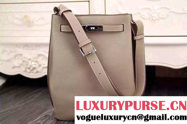 Hermes Original Togo Leather So Kelly 22cm Bag Light Gray