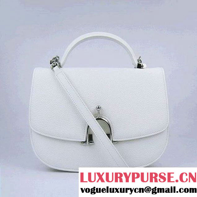 Hermes Stirrup Shoulder Bag White Calfskin Silver - $239.00