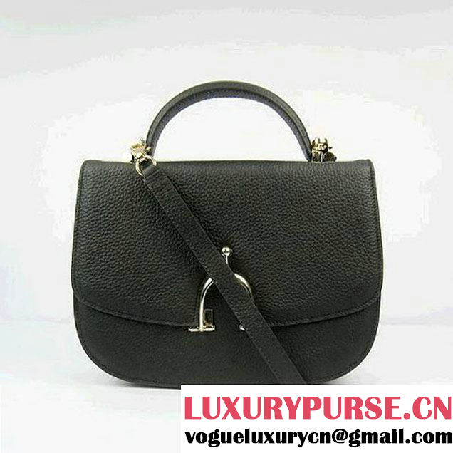 Hermes Stirrup Shoulder Bag Black Calfskin Gold - $239.00