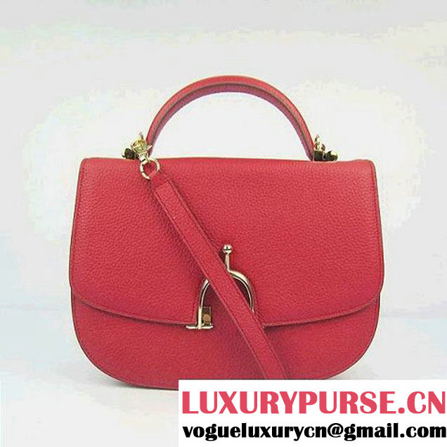 Hermes Stirrup Shoulder Bag Red Calfskin Gold - $239.00