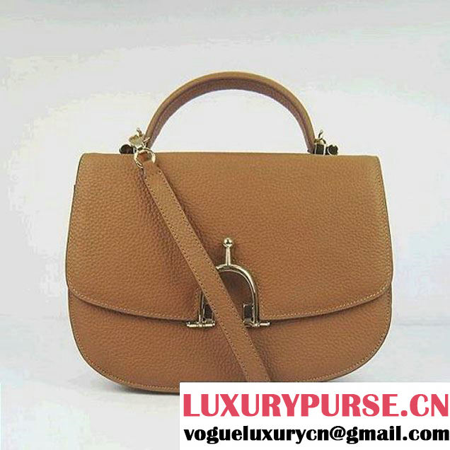 Hermes Stirrup Shoulder Bag Camel Calfskin Gold - $239.00