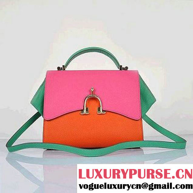 Fashion Hermes Stirrup Mini Top Handle Bag Orange&Peach&Green - $269.00