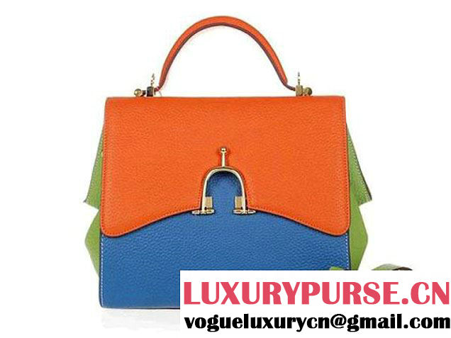 Hermes Stirrup Mini Top Handle Bag H-509118 Orange&Blue&Green - $259.00