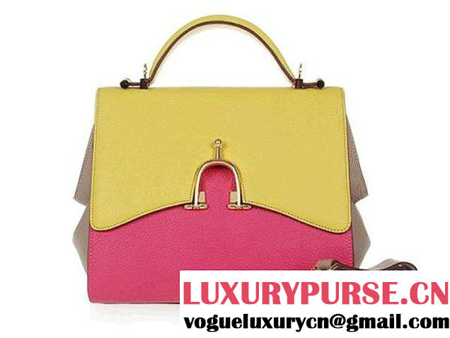 Hermes Stirrup Mini Top Handle Bag H-509118 Yellow&Rosy&Khaki - $259.00