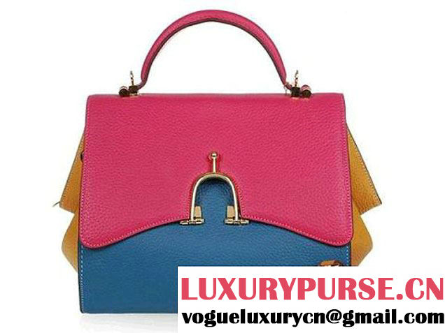 Hermes Stirrup Mini Top Handle Bag H-509118 Rosy&Blue&Yellow - $259.00