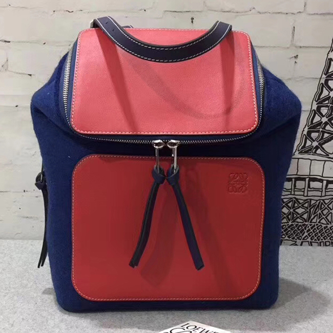 Loewe Goya Small Backpack Royal Blue Primary Red Classic Calf