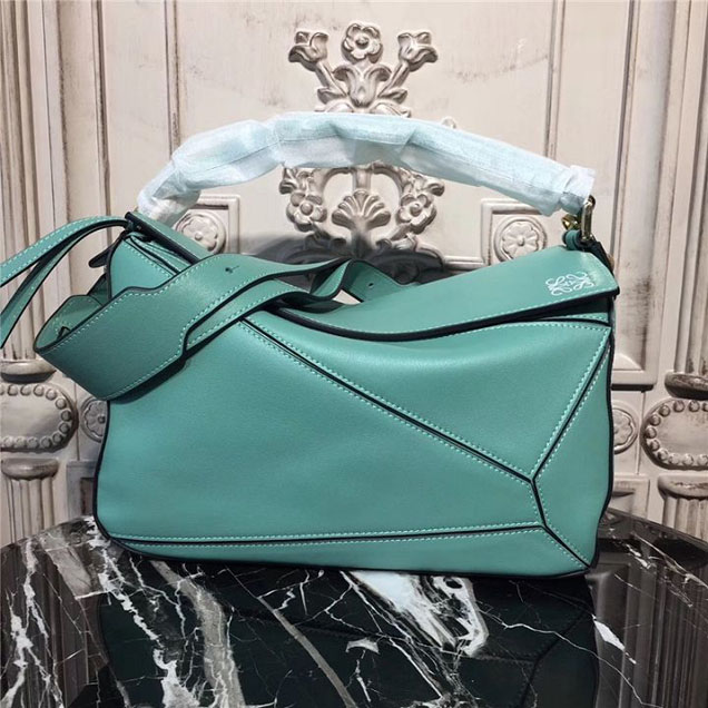 Loewe Puzzle Satchel Bag 29cm Calfskin Leather Fall Winter 2017 Collection Turquoise