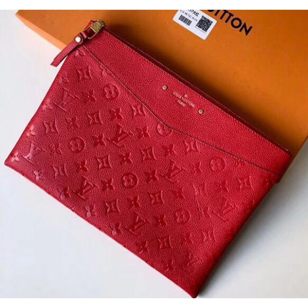 Louis Vuitton Monogram Empreinte Daily Pouch Clutch Bag Red 2018