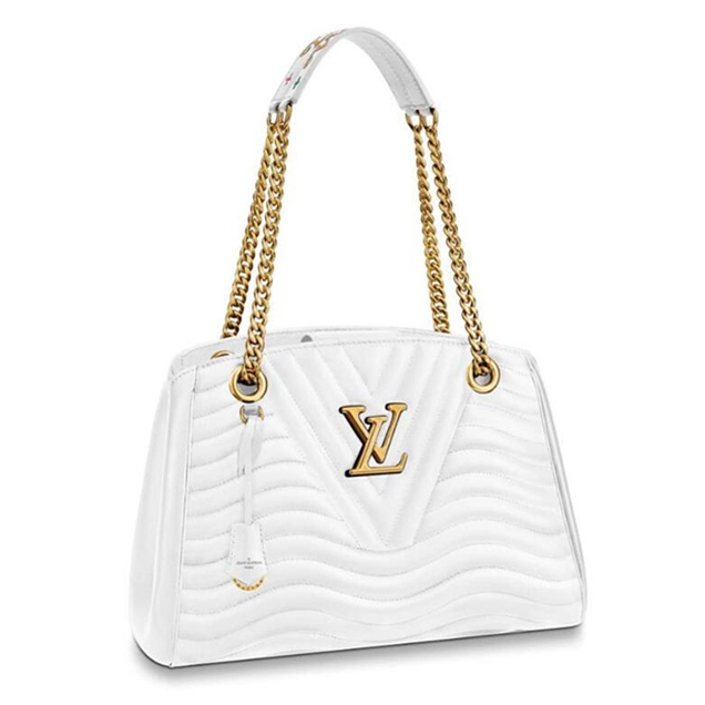 Louis Vuitton New Wave Chain Tote Bag MM Quilted Calfskin Leather Fall Winter 2018 Collection M51978 Soft-White Snow