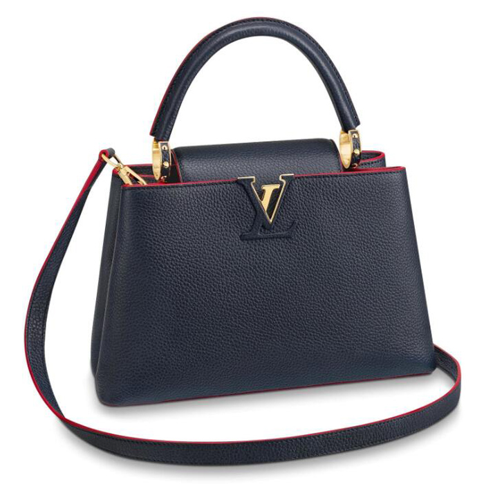 Louis Vuitton Capucines PM M43934 Taurillon Leather Marine Rouge