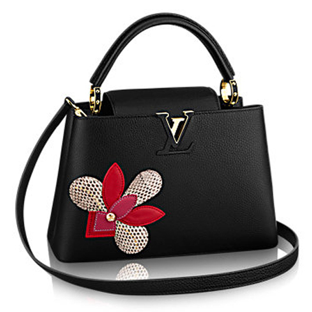 Louis Vuitton Capucines Bag PM with Floral Details M54696 Black 2018 Collection