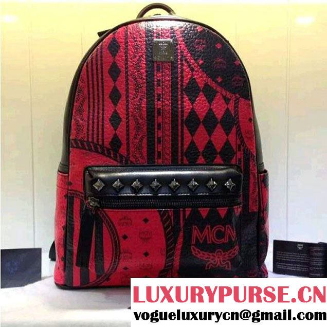 MCM Medium Stark Baroque Print Backpack Red 2016 (3B031-6101218 )