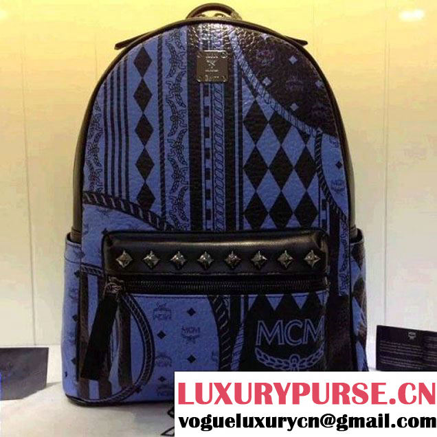 MCM Medium Stark Baroque Print Backpack Blue 2016 (3B031-6101219 )