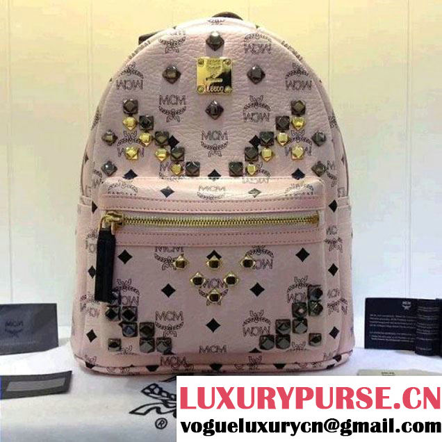 MCM Medium Stark Backpack with M Studs Light Pink (3B031-6101220 )