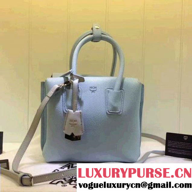 MCM Two-tone Calfskin Milla Mini Tote Light Blue 2017 (3B031-7061902 )