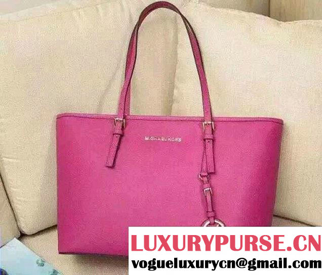 Michael Kors Jet Set Travel Multifunction Saffiano Leather Tote Bag Fuchsia 2015