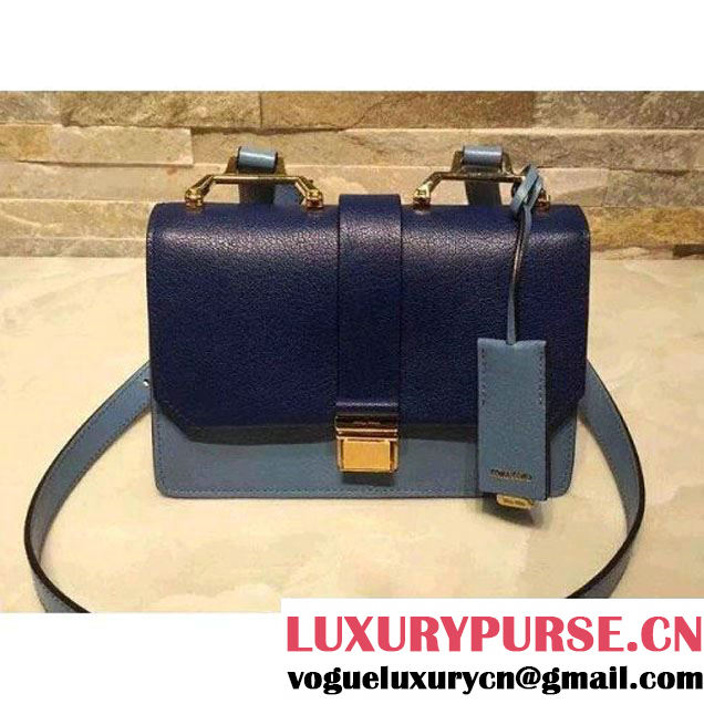 Miu Miu Calfskin Organ Shoulder Bag Dark Blue 2015 (1A034-2682 )