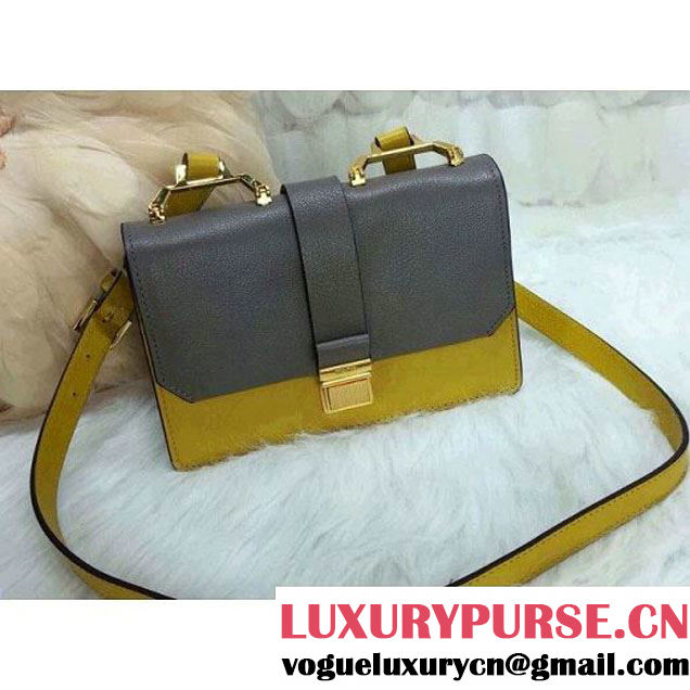 Miu Miu Calfskin Organ Shoulder Bag Duotone Gray and Yellow 2015 (1B030-2685 )