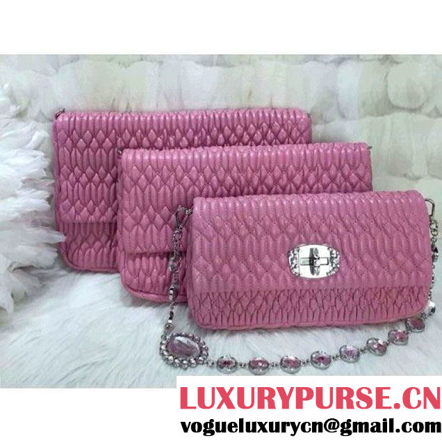 Miu Miu Nappa Crystal Shoulder Bag Pink 2015 (1B030-2383 )