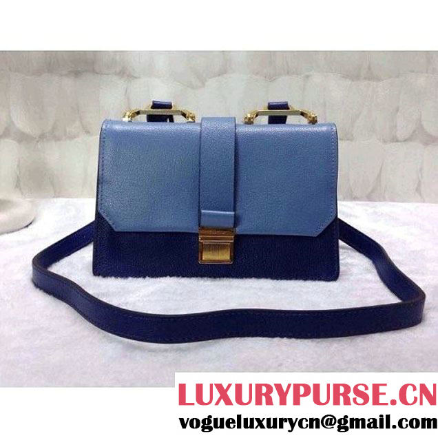 Miu Miu Calfskin Organ Shoulder Bag Duotone Blue 2015 (1B030-2686 )