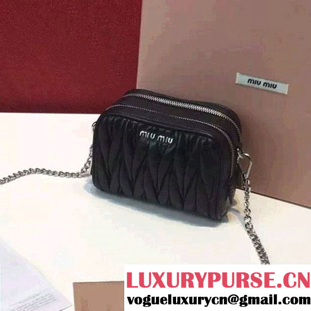 MiuMiu Mini Wax Lambskin Shouler Bag Black (2A098-60050407 )