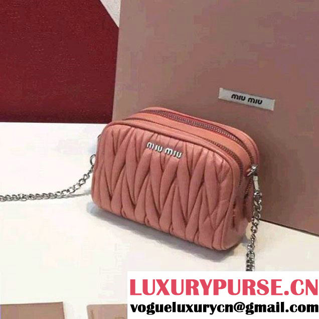 MiuMiu Mini Wax Lambskin Shouler Bag Peach (2A098-60050408 )