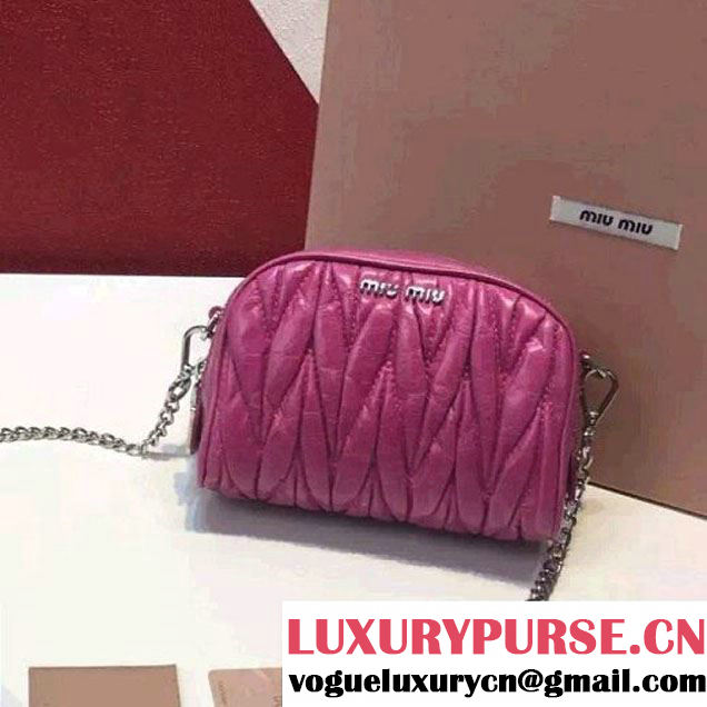 MiuMiu Mini Wax Lambskin Shouler Bag Fuchsia (2A098-60050409 )