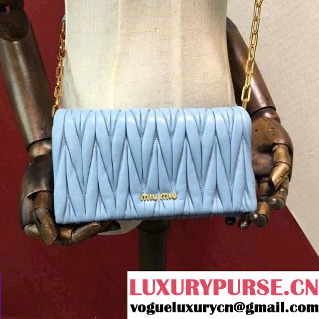 Miu Miu 5BH017 Lambskin Shoulder Bag Blue (2A098-6070821 )