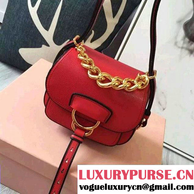 Miu Miu 5BD019 Small Calf Leather Dahlia Shoulder Bag Red 2016 (1B033-6080108 )