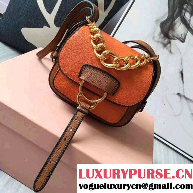 Miu Miu 5BD019 Small Calf Leather Dahlia Shoulder Bag Orange/Brown 2016 (1B033-6080112 )