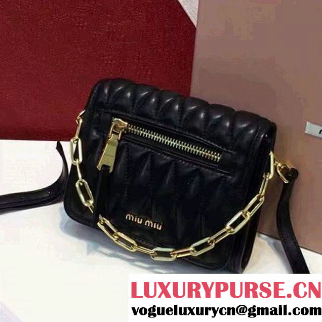 MiuMiu Chain Lambskin Chain Shoulder Bag RT0530 Black (2A098-6092223 )