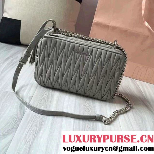 Miu Miu Matelassé Nappa Leather Shoulder Bag 5BH032 Gray 2016 (JD-6112231 )