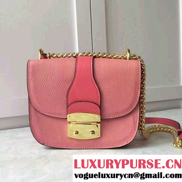 Miu Miu Madras Goat Leather & Calf Leather Messenger Shoulder Bag 5BD025 Pink 2017 (JD-7020507 )