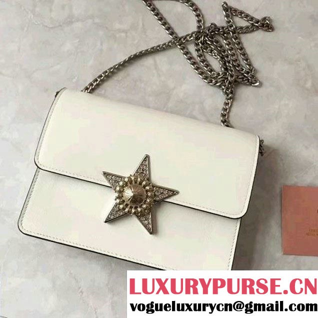 Miu Miu Crystal Star Goat Leather Flap Shoulder Bag 5BH067 White 2017 (JD-7020513 )