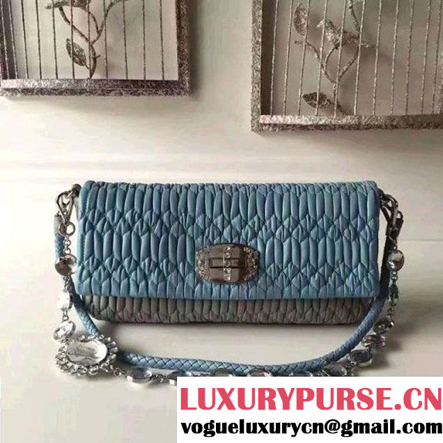 Miu Miu Crystal Nappa Leather Shouler Bag 5BD233 Blue/Silver 2017 (JD-7022216 )