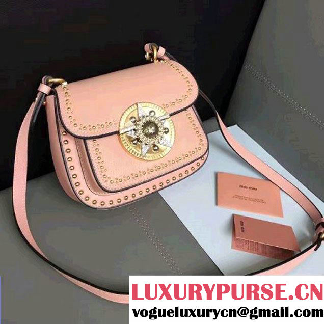 Miu Miu Studs Calfskin Star Lock Shoulder Bag 5BD030 Pale Pink 2017 (JD-7042611 )