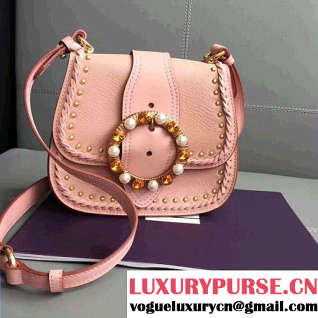 Miu Miu Monk Nappa Leather Shoulder Bag With Jeweled Buckle 5BD034 Pale Pink 2017 (JD-7042623 )