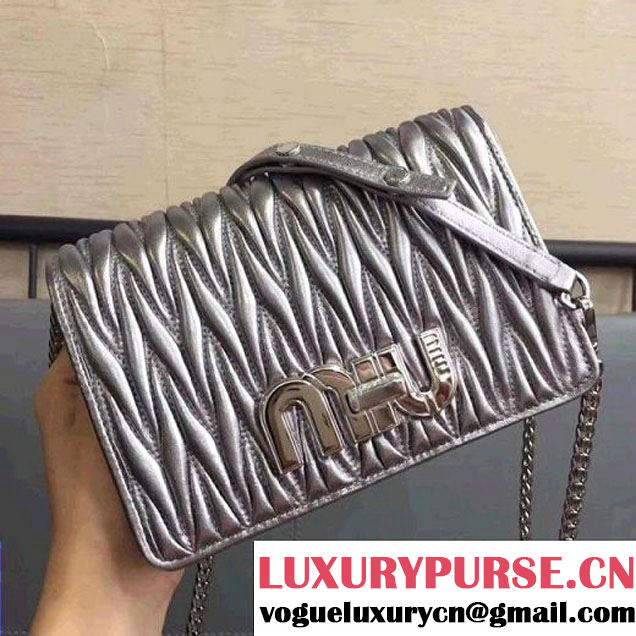 Miu Miu Clutch Bag With Miu Miu Logo Turn-Lock Clasp Silver 2017 (JD-7091231 )