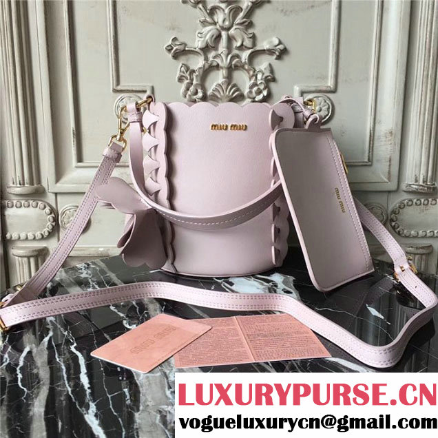 Miu Miu Leather Bucket 16cm Bag Nappa Calfskin Leather Fall Winter 2017 Collection Pink