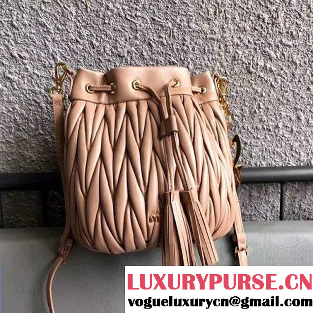 Miu Miu Matelassé Nappa Leather Bucket Bag 5BE014 Beige 2018 (JD-8022408 )