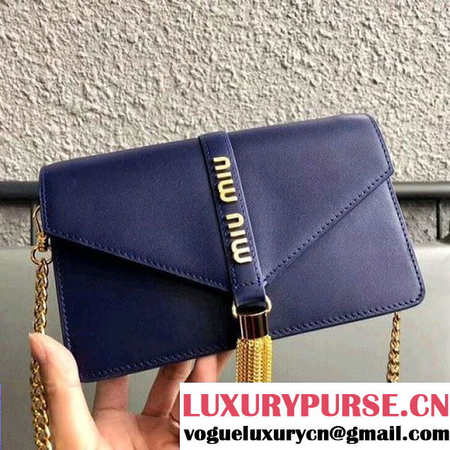 Miu Miu Calfskin Tassel Shoulder Bag 5BP004 Royal Blue 2018 (JD-8022403 )